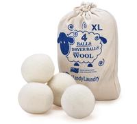 Wool Dryer Balls - Natural Fabric Softener, Reusable, Reduces Clothing Wrinkles and Saves Drying Time. The Large Dryer Ball is a Better Alternative to Plastic Balls and Liquid Softener. (Pack of 4)