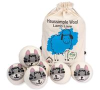 Wool Dryer Balls Organic Felt 6 Pack Laundry Fabric Softener, Extra Large Reusable Handmade Natural Sheep Wool Lint Wrinkle Free Anti Static Baby Safe (Cat)