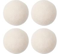 Wool Dryer Balls - Reusable Tumble Balls for Cloth Cleaning - Anti Static, Natural Fabric Softener - White, 100% Natural Laundry Balls - Reduce Dry Time, Noise, Wrinkles, and Energy - 7cm - Pk4
