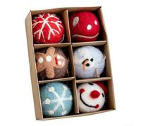 Wool felt balls with hemp rope for Christmas tree decoration, made from sturdy wool felt and foam, perfect for parties and seasonal decorating (E)