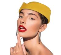 Wool Felt Beret Cap Stewardess Pillbox Hat Flight Attendan Pill Box Hats Teardrop Fascinator Base Church Hats for Women (Orange)