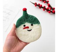 Wool Felt Christmas Tree Ornaments with Snowman for Hanging Decorations and Multifunctional Coasters Designed to Enhance Seasonal Ambiance (Snowman Coaster)