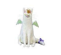 Wool Felt Familiars | Quirky Handmade Companion | Wide-Eyed Weird Cat Plush Toy | Soft Anxious Mother Opossum Toys | Whimsical Felt Stuffed Animal Ornaments for Kid