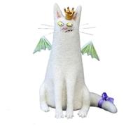 Wool Felt Familiars - Quirky Handmade Companions, Handmade Quirky Big-Eyed Cat & Opossum Decor, Whimsical Felted Mini Companions, Cute Weird Desk Shelf Ornaments for Animal Lovers