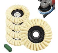 Wool Felt Flap Polishing Disc Abrasives Buffing Compound Wheel Set, Wool Polishing Pad For Angle Grinder Multi Surface Metal & Wood & Automotive (5Pcs)