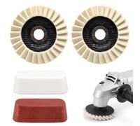Wool Felt Flap Polishing Disc and Polishing Wheel, Automotive Waxing and Buffing Tools, 2-Piece Wool Felt Flap Disc Set with 2 Polishing Wax Bars, 115mm Flap Discs