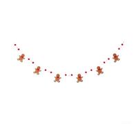 Wool Felt Xmas Bunting 190cm Red Green Stitched Edge | Soft wool felt, stitched edges, reusable design, heart cookie shapes, 190cm length(Red6)