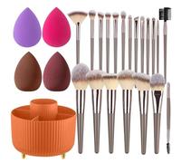 Wool Fiber Makeup Brush Set Artistry Brushes Kabuki Powder Brush Eyeshadow Stippling Brush Premium Synthetic Make Up Brush Set For Contouring Concealer Foundation Powder Eye Shadows Brush(Orange)