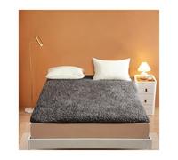 Wool Fleece Mattress Pad, Breathable Thick Elastic Strap Bed Topper, All Season Temperature Regulating For Twin Full Queen King, Lamb Wools Velvet White(Grey,Full)