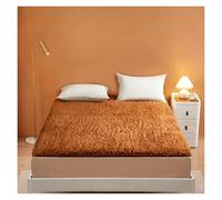 Wool Fleece Mattress Pad, Breathable Thick Elastic Strap Bed Topper, All Season Temperature Regulating For Twin Full Queen King, Lamb Wools Velvet White(Brown,Full)
