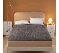 Wool Fleece Mattress Topper, Thick Fitted Mattress Pad with Elastic Band Straps, Soft Breathable Bed Mattress Cove(135x200cm, Gray1)