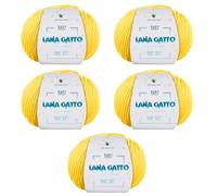 Wool for Knitting or Crocheting, 100% Merino Wool Extrafine by Lana Gatto. Baby Soft Line Children, Newborns Natural with Aloe Vera (5, Yellow - 8437)