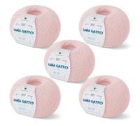 Wool for Knitting or Crocheting, 100% Merino Wool Extrafine by Lana Gatto. Baby Soft Line Children, Newborns Natural with Aloe Vera (5, Rose - 13210)