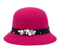 Wool Hat and Winter Korean Version of British Retro Wool Sunscreen Fishing Hat, European and American Dome Cylinder Sun Hat Men 61, Hot Pink, One Size