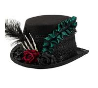 Wool Hat With Skeleton Hand Dark Series Flower Decoration For Halloween Event Masquerade Party Wear Costume Accessory Adjustable Steampunk Hat