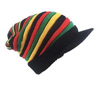 Wool Knit Rasta Hat Reggae Jamaican Cap Hippie Beanie Hat Crochet Knitted Slouchy Baggy Cap Rainbow