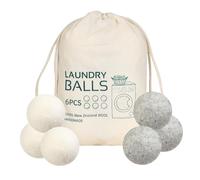 Wool Laundry Ball Pack of 6 Tumble Dryer Wool Ball Fabric Softener Alternative Reusable Wool Laundry Balls Nature’S Fabric Softeners for Fluffs Clothes