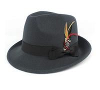 Wool-Like Fedora hat Felt Hat Vintage Hats with Feather Wide Brim Gentleman Jazz Cap for Men Women Black