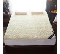Wool Mattress Topper, Plush Silky Soft Fleece Pad, Breathable Winter Bed Protector, Folding Floor Mat for Added Comfort