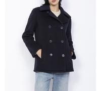 Wool Mix Short Pea Coat Navy