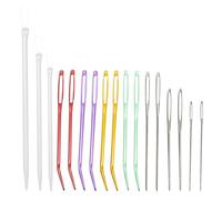 Wool Needles - 17 Piece Colorful Bent Tip Large Aluminum Knitting Needles Ergonomic Design Multipurpose | Craft Tool DIY Embroidery Projects Shops Sewing Domes
