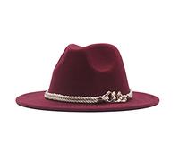 Wool Panama Floppy Wide Buckle Hat Belt Classic Hat Womens Caps No Cap Future (Wine, One Size)