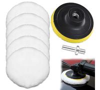 Wool Polishing Pads Set, 6 Pcs Wool Buffing Pad, Polishing Pads with Disc and Screwdriver for Car Finishing