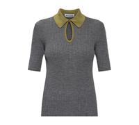 Wool Polo - female - Jil Sander - V-neck Knitwear - Gray - XL - Knitwear XL