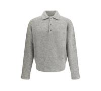 Wool Polo Jumper with Embroidered Logo - male - Ami Paris - Polo Shirts - Gray - L - Tops L