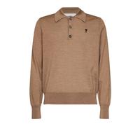 Wool Polo With De Coeur - male - Ami Paris - Polo Shirts - Beige - XL - Tops XL