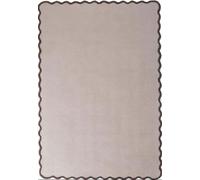 Wool Scalloped Natural Brown Rug Bordered Design - 200X290 cm