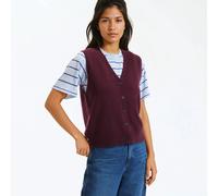 Wool Short Buttoned Sleeveless V-Neck Cardigan Purple/Plum