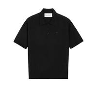 Wool Short Sleeves Ami De Coeur Polo - male - Ami Paris - Polo Shirts - Black - S - Tops S