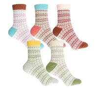 Wool Socks - 10 Pairs of Warm & Comfy Thermal Socks for Women - Thick Breathable Ladies Nordic Winter Socks also Suitable for Hiking/Walking Size UK 4-7 (2 Pairs of each design) (0063)
