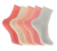 Wool Socks - 10 Pairs of Warm & Comfy Thermal Socks for Women - Thick Breathable Ladies Nordic Winter Socks also Suitable for Hiking/Walking Size UK 4-7 (2 Pairs of each design) (0059)