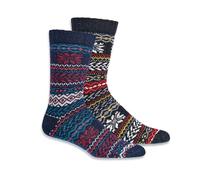 Wool Socks for Men & Women, 2 pairs Nordic Pattern Cushioned, Soft Thermal Hygge Warm Thick Winter Boot Socks (UK, Numeric, 6, 8, Regular, Regular, Navy-Black)