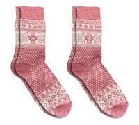 Wool Socks with Alpaca and Merino, 2 pairs Soft Thermal Cosy Winter Boot Socks, Nordic Style Warm Knitted Colourful Christmas Socks (UK, Numeric, 3, 5, Regular, Regular, Pink)