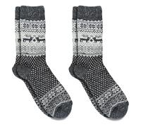Wool Socks with Alpaca and Merino, 2 pairs Soft Thermal Cosy Winter Boot Socks, Nordic Style Warm Knitted Colourful Christmas Socks (UK, Numeric, 9, 11, Regular, Regular, Anthracite)