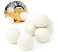 Wool Tumble Dryer Balls, 6 Pack Fabric Softener Laundry Wool Dryer Balls Reusable, Reduces Clothing Wrinkles, Pairing with Essential Oils(Colour:White)