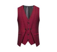 Wool Waistcoats for Men Medieval Tweed Herringbone Single-breasted Waistcoat V Neck Sleeveless Weeding Party Blazer Jacket Mens Retro Suit Vest Office Business Formal Dress Gilet with Pockets S-XXL