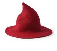 Wool Witch Hat Wide Brim Classic Design Ideal for Witch Cosplay Events Unisex 1 Piece (Red)