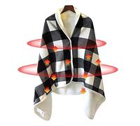 Woolala USB Plaid Electric Heated Shawl Blanket, Fleece Wearable Heated Blanket Comfy Poncho Wrap for Home, Office, Outdoor, Travel Use, 3 Temperature Settings & Timer (55 * 31.5in)