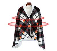 Woolala USB Plaid Electric Heated Shawl Blanket, Fleece Wearable Heated Blanket Comfy Poncho Wrap for Home, Office, Outdoor, Travel Use, 3 Temperature Settings & Timer (55 * 31.5in)