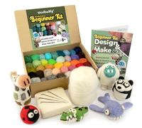 Woolbuddy Needle Felting Kit, Beginner Felting Kit, Felting Tools Included, 40 Colored Felting Wool, Mini Needle Felting Pad, 4 Needle Felting Needles, Instructions, Craft Kit for Adults and Kids