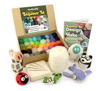 Woolbuddy Needle Felting Kit Beginner Set, 40 Colors, White Core Wool, Tool