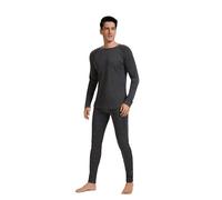 woolcano Men's Merino Thermal Set, 100% Wool Base Layer Lightweight for Skiing and Outdoor Activities Heather Grey S, 260g/m²