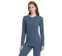 woolcano Women’s Merino Wool Long Sleeve, Lightweight Thermal Base Layer Top for Winter Sports & Everyday Wear Pewter XS
