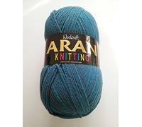 Woolcraft Aran Knitting Yarn 400g with Wool 825 Kingfisher Tweed