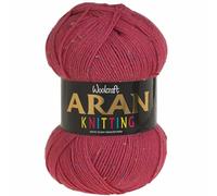 WoolCraft Aran with Wool 400g Knitting & Crochet Yarn, Great Value Acrylic with 25% Wool Yarn, Choose from 43 Shades, 800 Metres, 400g Balls, Single Ball, Raspberry Tweed