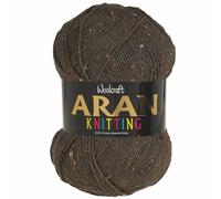 WoolCraft Aran with Wool 400g Knitting & Crochet Yarn, Great Value Acrylic with 25% Wool Yarn, Choose from 43 Shades, 800 Metres, 400g Balls, Single Ball, Chestnut Tweed